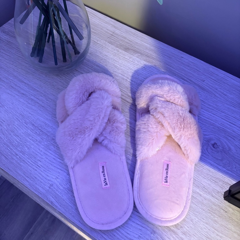 Pink Fuzzy Slippers